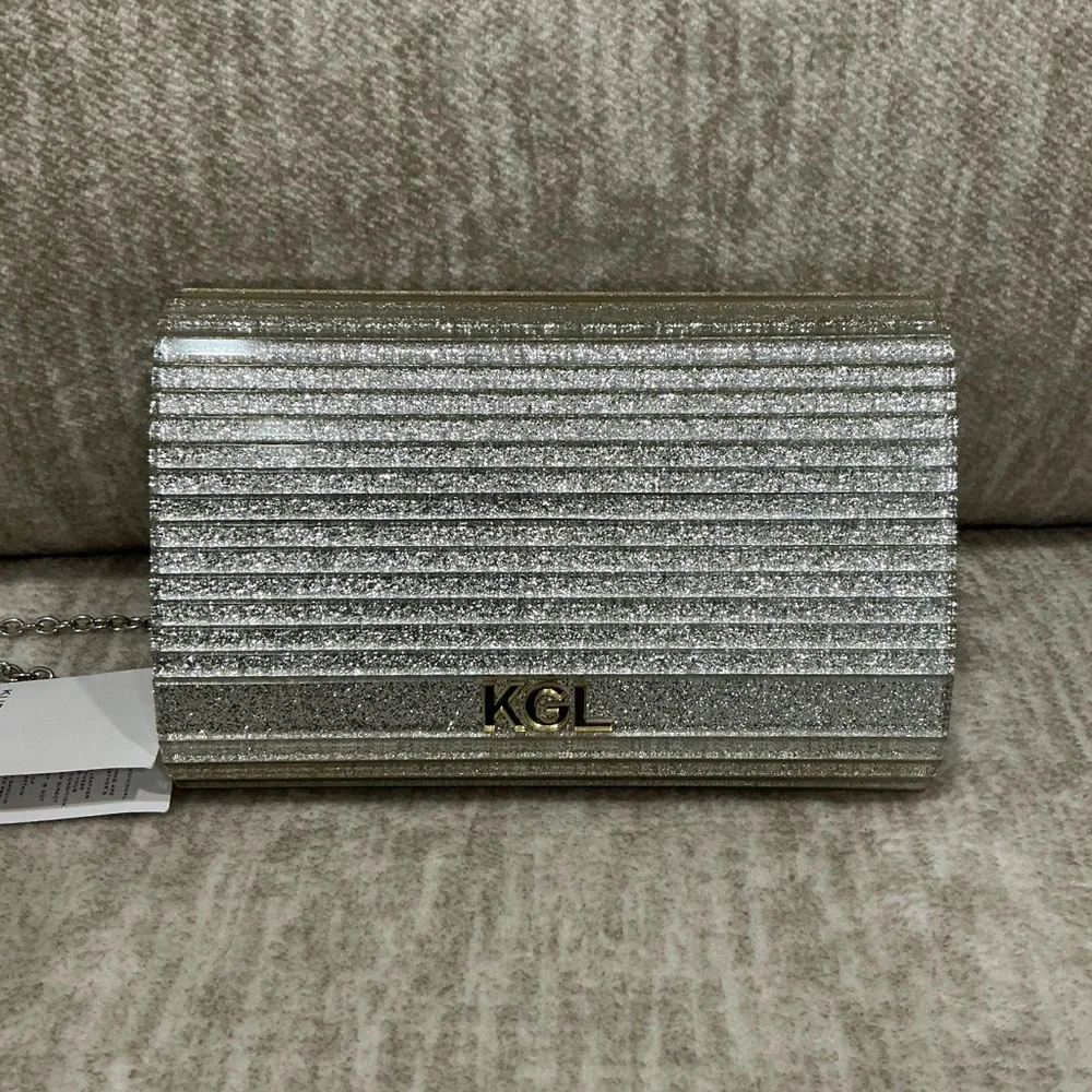 ✨💎NWT💎✨ KURT GEIGER LONDON PARTY SILVER CROSSBODY W/RAINBOW CRYSTALS - Picture 10 of 12